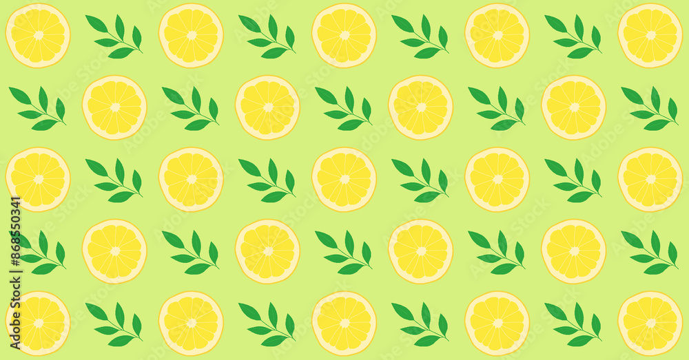 スライスレモンのパターン模様素材
