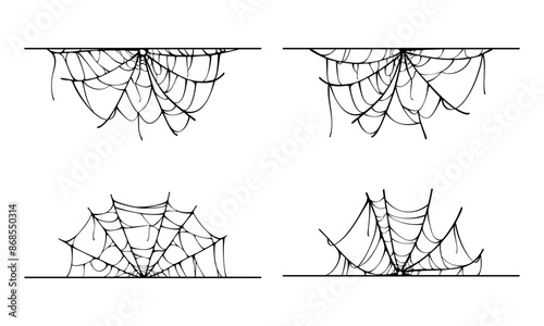 Spiderweb illustrations against straight border