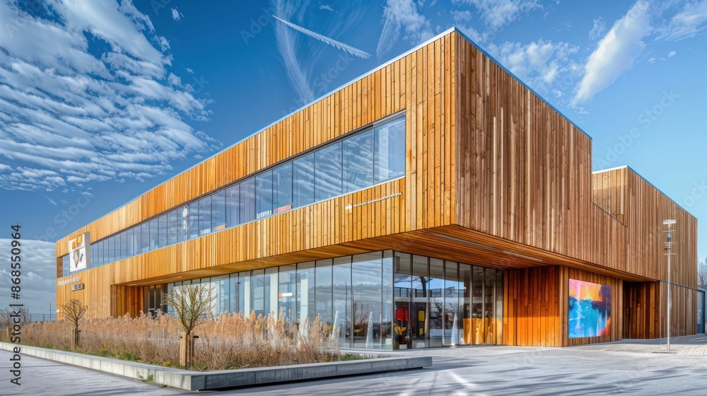 Obraz premium modern art museum with a striking wooden facade and innovative displays