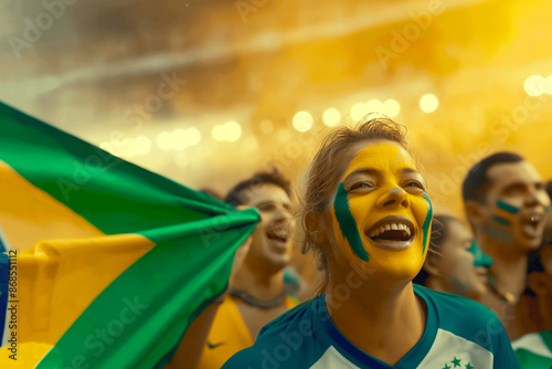 A jubilant group of Brazili...