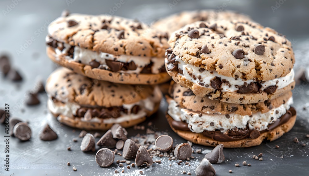 Ice Cream Sandwich Made with Chocolate Chip Cookies Ice Cream Sandwich Made with Chocolate Chip Cookies