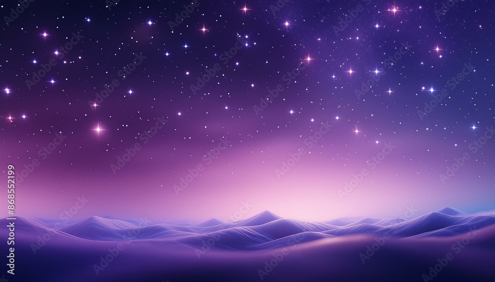 Obraz premium A tranquil night sky with a gradient of purples, stars softly glowing against a smooth bokeh