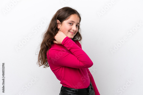 Little girl isolated on white background laughing © luismolinero