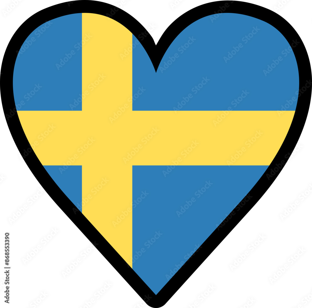 Sweden Flag Heart, Vector Graphic Illustration Sweden Flag Heart, Vector Graphic Illustration