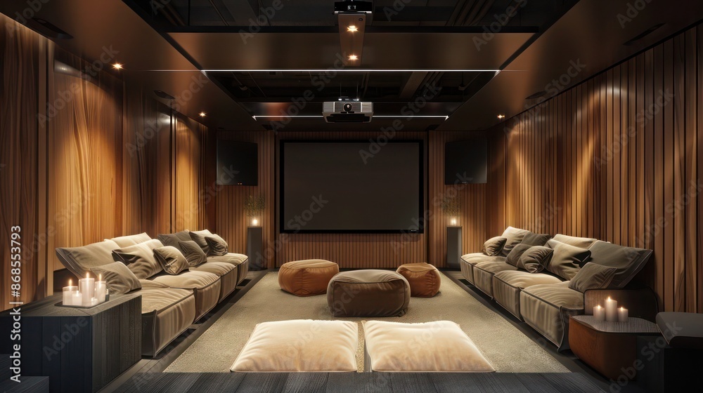 modern home theater with acoustic wood paneling for optimal sound quality modern home theater with acoustic wood paneling for optimal sound quality