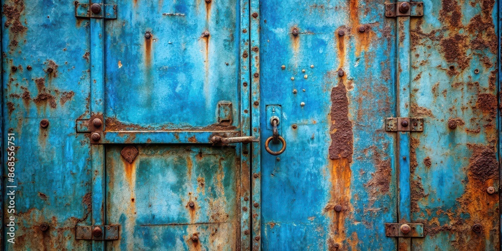 Detail of a rusted iron door painted in blue tones with lots of texture , rusted, iron, door, blue, tones, texture, weathered, aged Detail of a rusted iron door painted in blue tones with lots of texture , rusted, iron, door, blue, tones, texture, weathered, aged