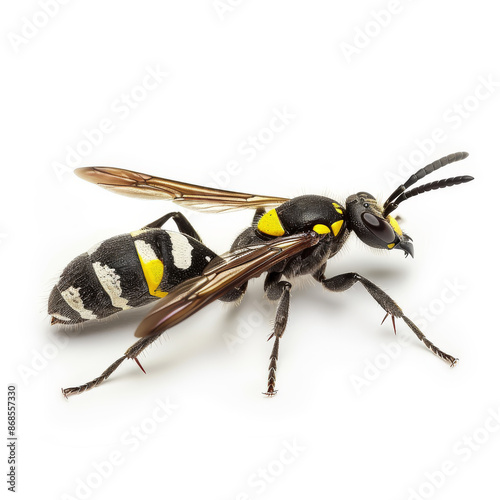 Banded caterpillar parasite wasp (Ichneumon promissorius), isolated on a white background.