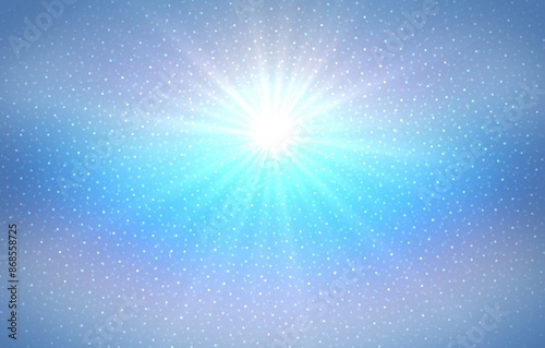 Christmas shine and glitter blue iridescent empty background. Wonderful winter holiday decorative illustration.
