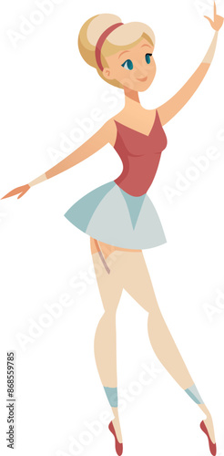 Illustration of a graceful ballerina dancing in a tutu and pointe shoes