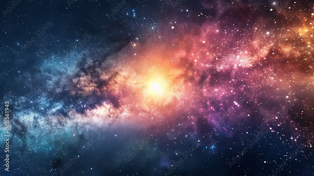 Naklejka premium Stunning Milky Way Galaxy with Bright Stars in the Night Sky Over Thailand