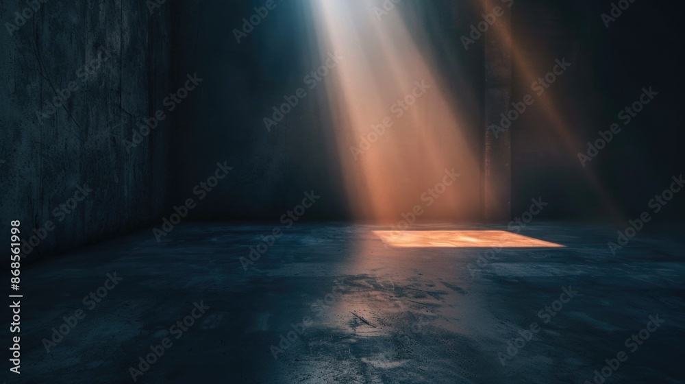 A beam of sunlight shining through a window in a dark room, with warm and cozy atmosphere A beam of sunlight shining through a window in a dark room, with warm and cozy atmosphere
