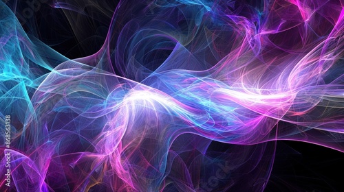 Abstract Swirling Lights in a Dark Background