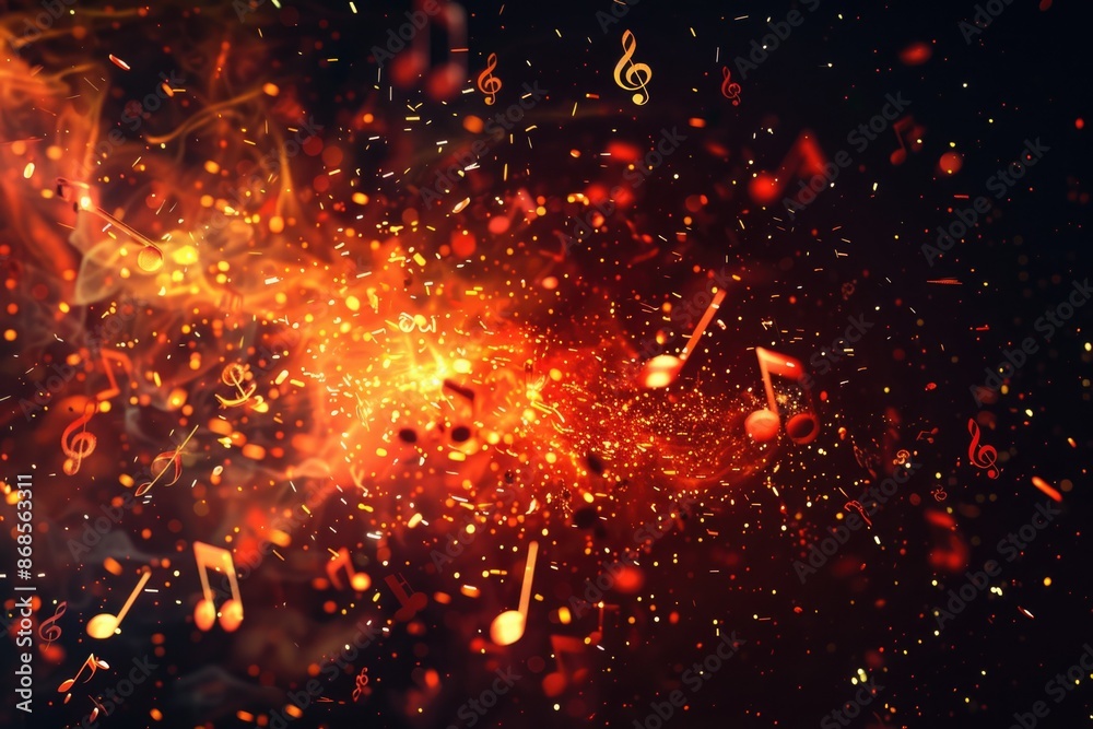 Fototapeta premium A group of musical notes suspended in mid-air, potentially used for creative or educational purposes