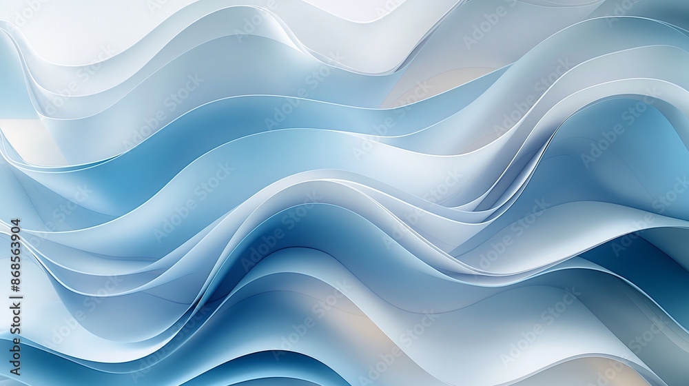 Fluid abstract blue waves, concept of tranquility and flow