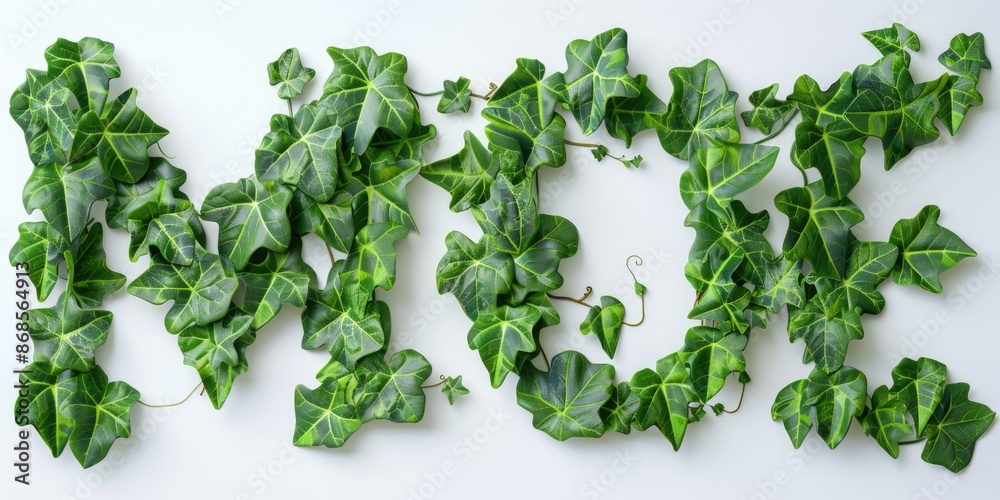 A cluster of fresh green leaves sitting on a clean white background, ideal for use in designs and illustrations A cluster of fresh green leaves sitting on a clean white background, ideal for use in designs and illustrations