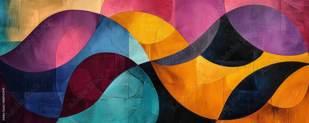 Fototapeta premium Colorful abstract forms with bold lines