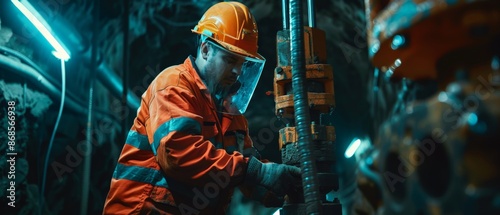 A miner works in a deep mine.