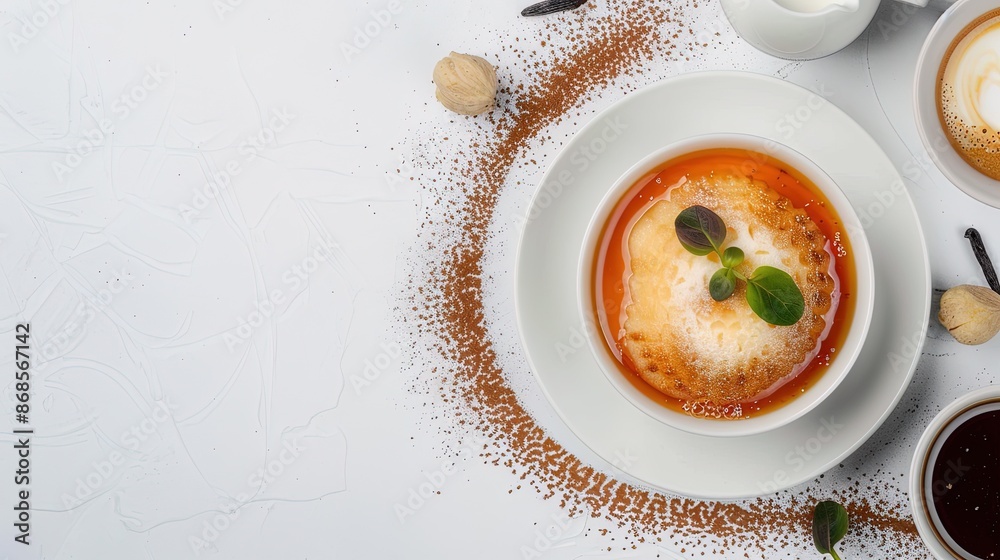 Delicious Breakfast on White Table With Copy Space Delicious Breakfast on White Table With Copy Space