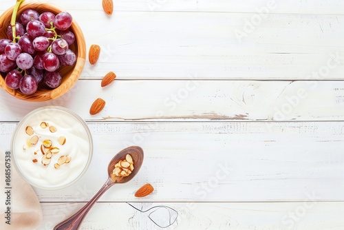 Delicious Breakfast on White Table With Copy Space