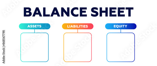 Balance sheet report. Accounting document with financial balance and corporate investment profit with budget vector capital information