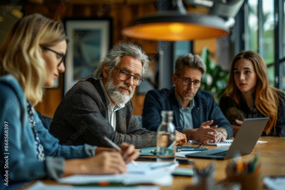 Diverse Group of Professionals in a Modern Office Engaged in a Serious Business Meeting Diverse Group of Professionals in a Modern Office Engaged in a Serious Business Meeting