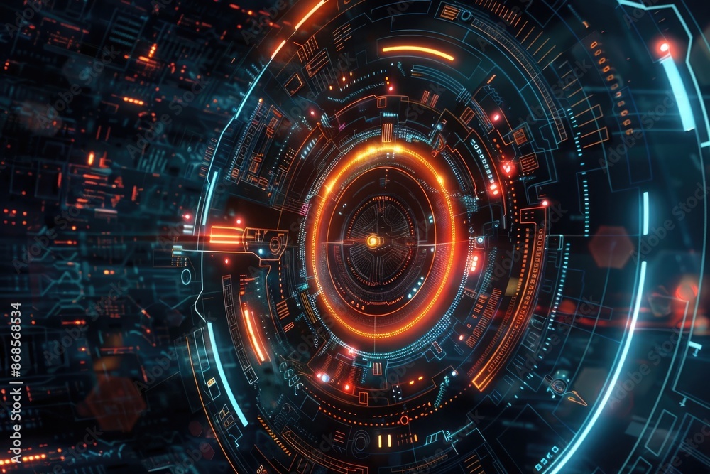 Obraz premium A futuristic sci-fi design featuring glowing circles