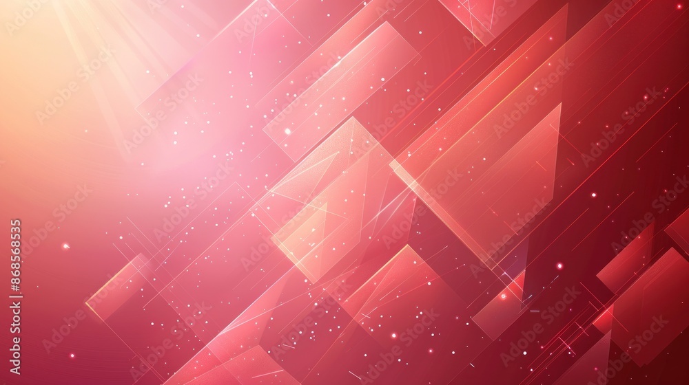 Abstract Red Geometric Background with Glowing Lines and Light Abstract Red Geometric Background with Glowing Lines and Light