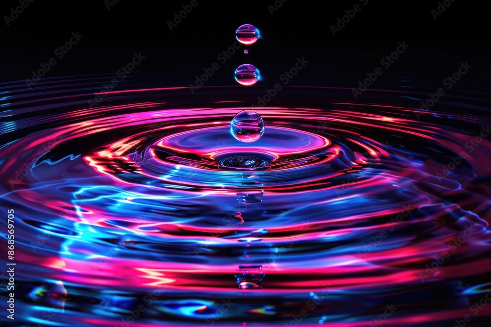 A tiny water droplet suspended in mid-air, with a clear background A tiny water droplet suspended in mid-air, with a clear background