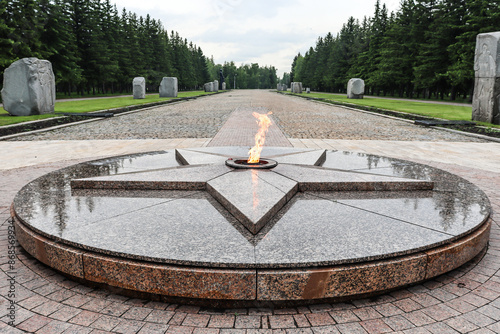 Omsk, Omsk Region, Russian Federation - June 6, 2024. Eternal flame in the park named after the 30th anniversary of the Victory photo