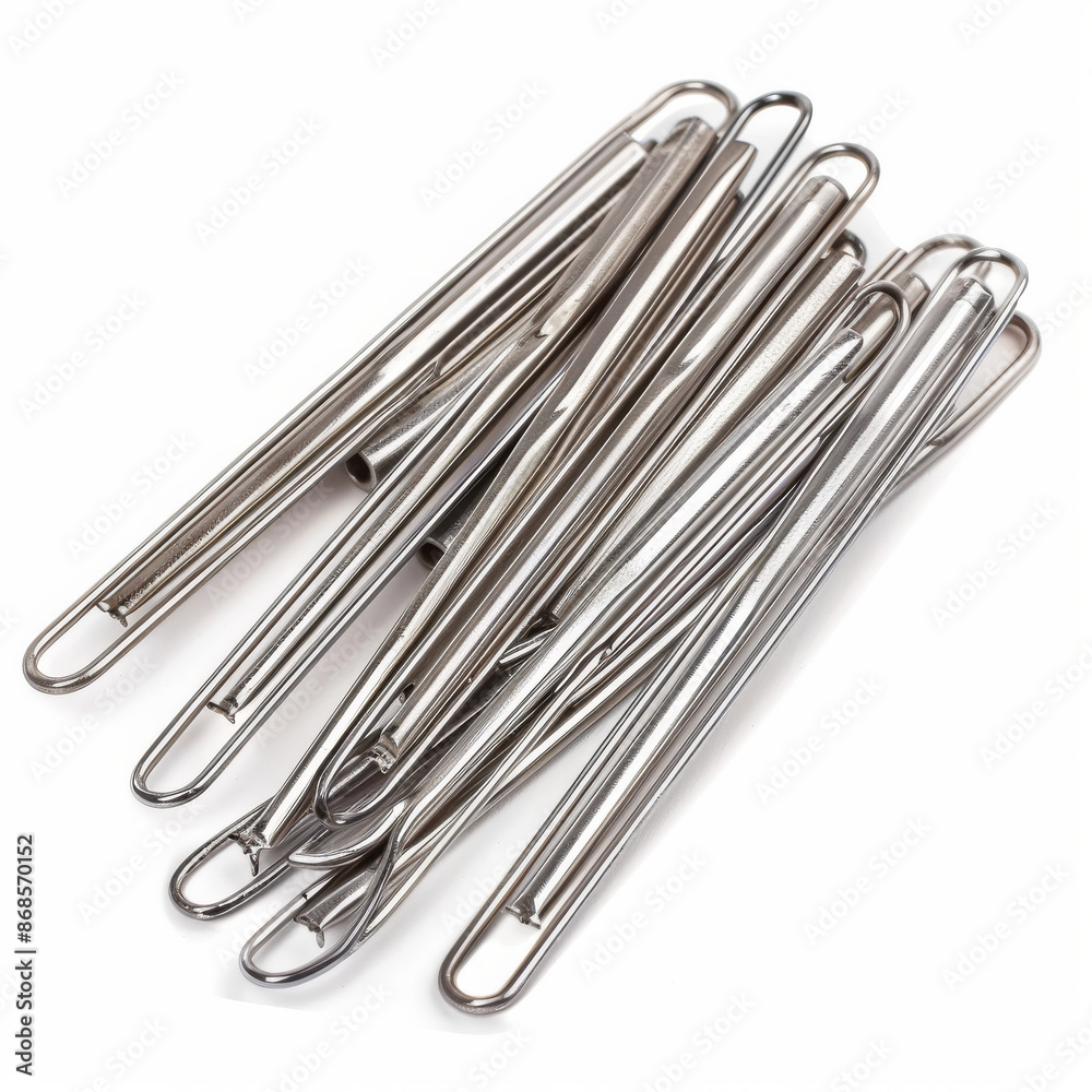 A set of staples isolated on a white background with clipping paths, viewed from the top. A set of staples isolated on a white background with clipping paths, viewed from the top.
