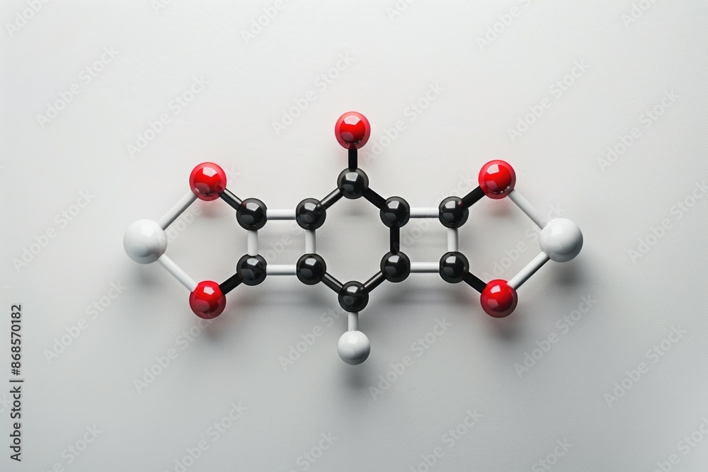 Obraz premium A molecular model with colored balls representing chemical bonds