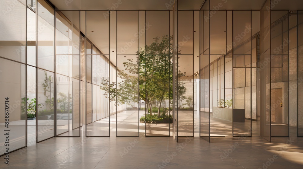 Screen wall featuring collapsible frames of lightweight aluminum, each frame covered in a breathable mesh that filters light and maintains an airy feel Screen wall featuring collapsible frames of lightweight aluminum, each frame covered in a breathable mesh that filters light and maintains an airy feel