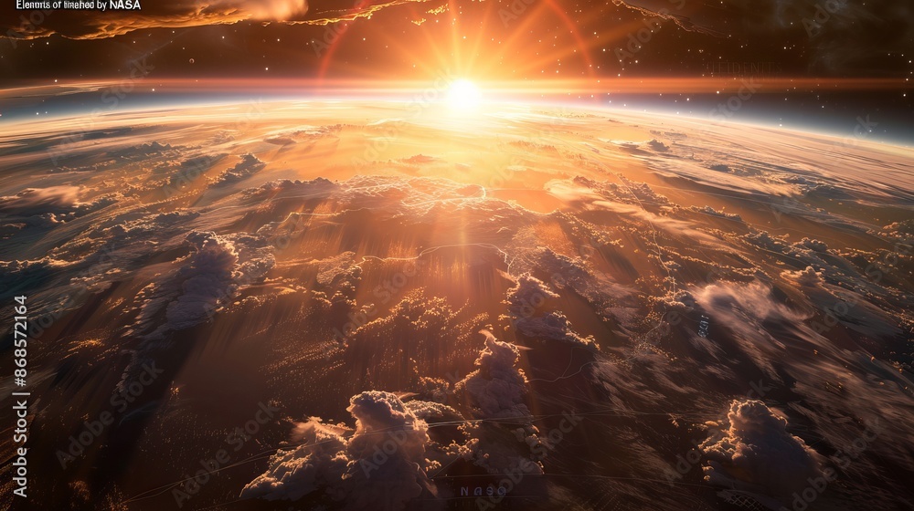Planet Earth Illuminated by Sunrise from Space, Blue Horizon Shining over the USA Planet Earth Illuminated by Sunrise from Space, Blue Horizon Shining over the USA
