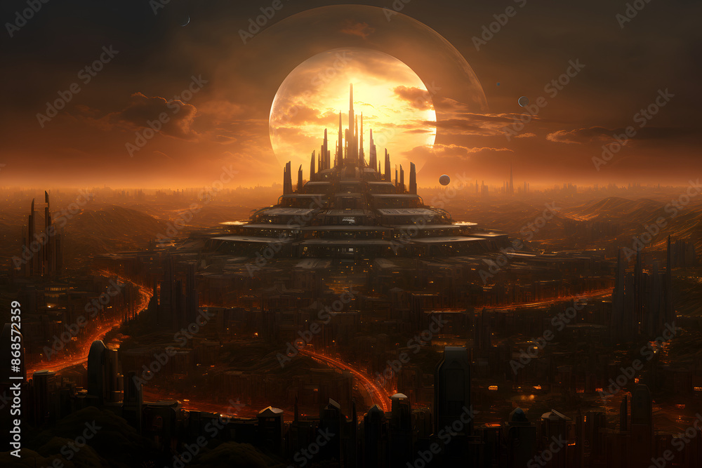 Obraz premium futuristic city of future civilisation, space city, utopia