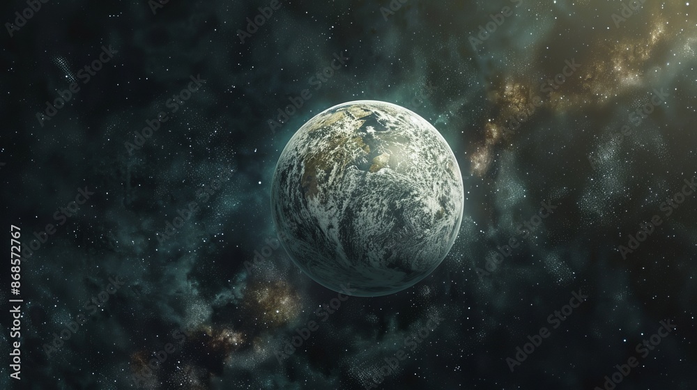 Stunning Planet in Deep Space with Stars and Nebulae - Cosmic Sci-Fi Background