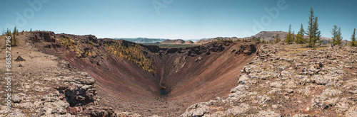 View over the crater of the Khorgo volcano in central Mongolia photo