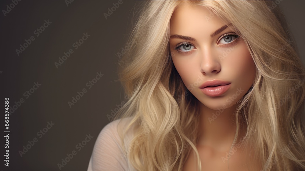 Fototapeta premium Portrait woman model with glamorous hairstyle makeup