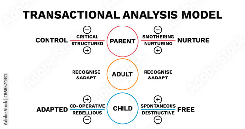 Transactional analysis model chart. Emotional of positive parenting with model of trust protection and fear elimination with stressful vector interactions