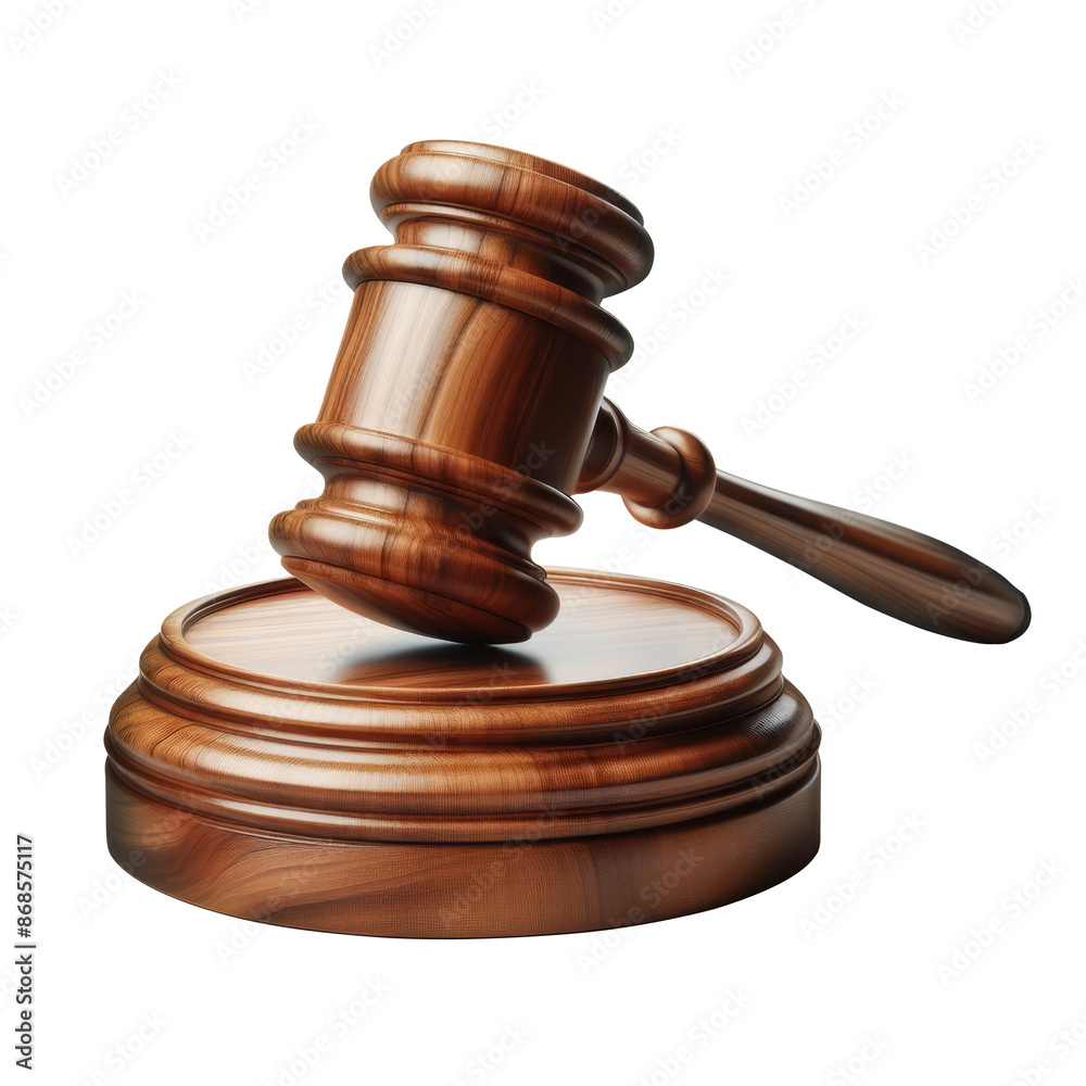 A wooden judge’s gavel resting on its sound block, isolated on transparent background PNG image A wooden judge’s gavel resting on its sound block, isolated on transparent background PNG image