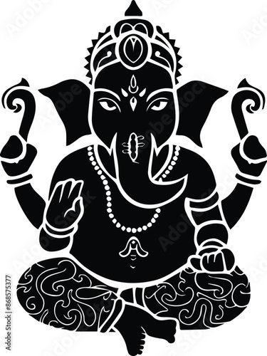 Vector Illustration of Hindu Silhouette God Ganesha 