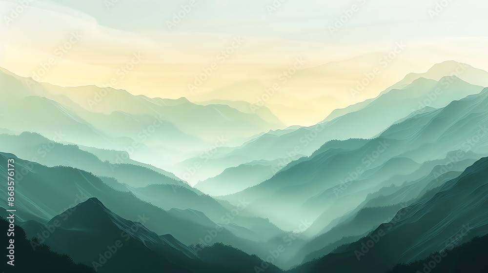 Fototapeta premium Mountain view with soft mist