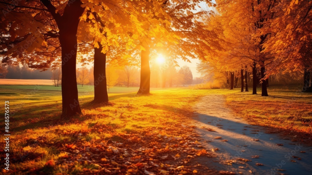 Fototapeta premium Tranquil autumn park landscape