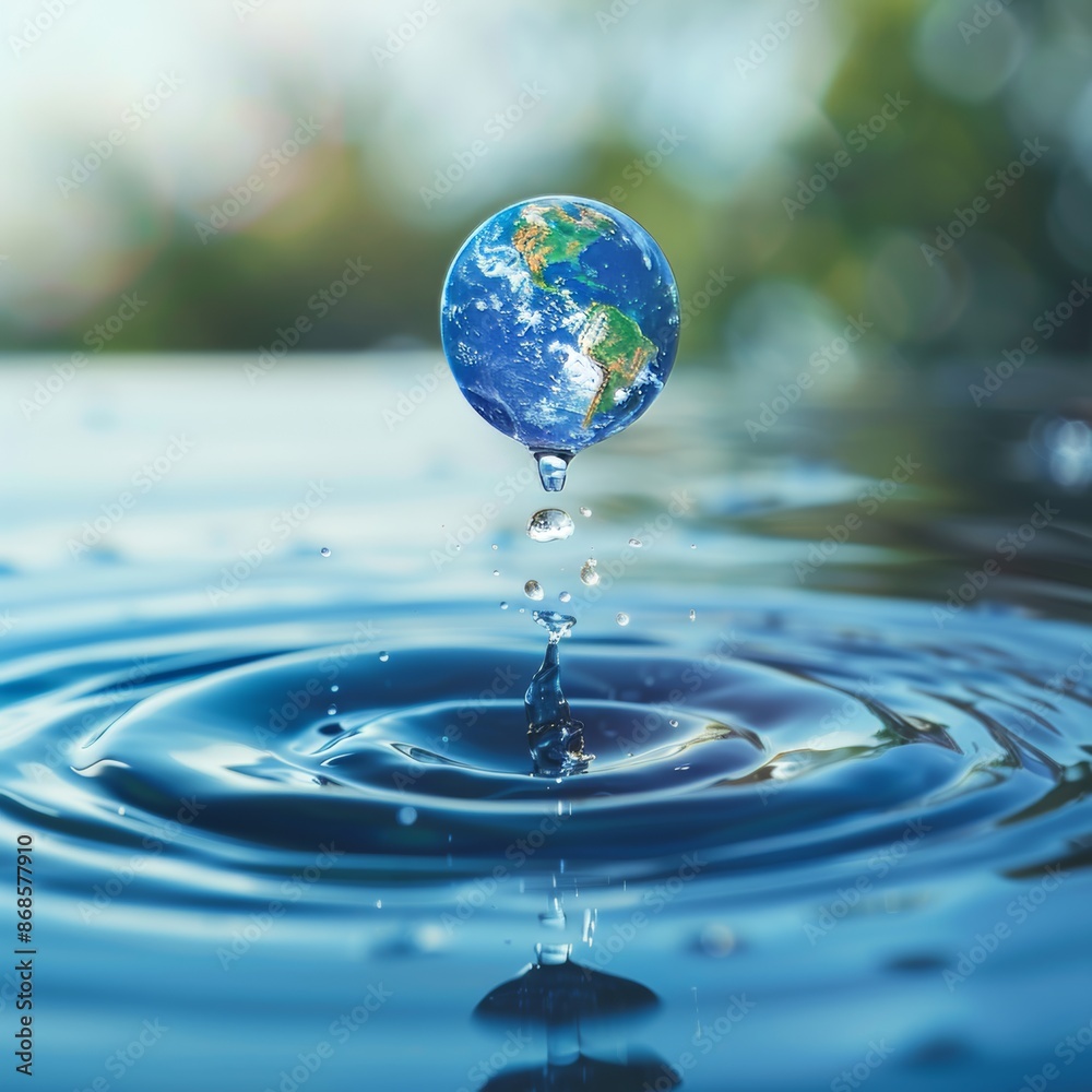 Water conservation concept  earth with water droplet, ideal for water care campaigns