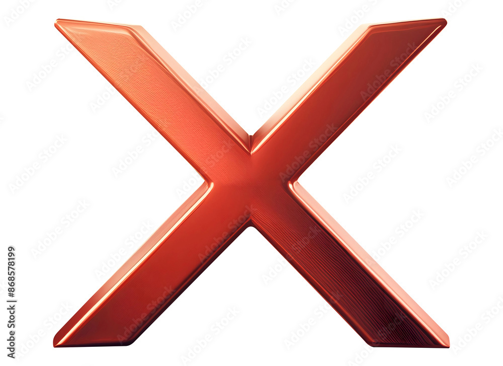 Shiny Red X Sign on Black Surface Shiny Red X Sign on Black Surface