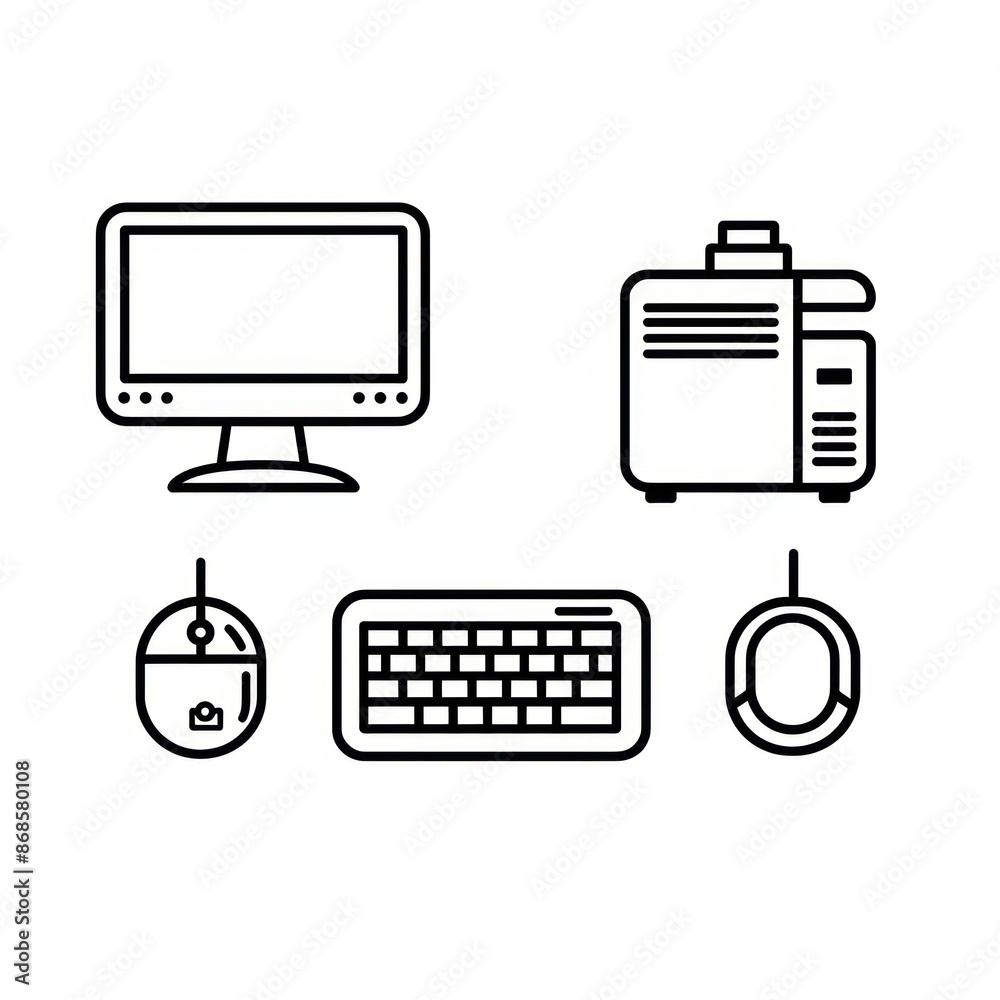 Desktop Computer Icons: A Collection of Simple Line Drawings Desktop Computer Icons: A Collection of Simple Line Drawings