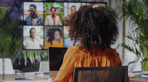 A multicultural team is finalizing a presentation via video call.