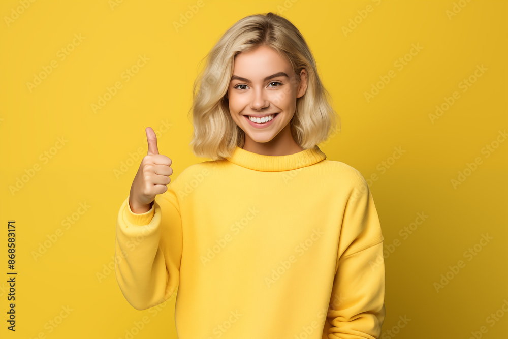 Young pretty blonde girl over isolated colorful background with thumb up Young pretty blonde girl over isolated colorful background with thumb up