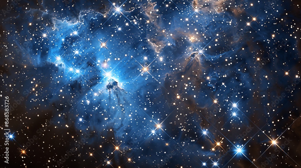 Star Clusters and Nebulas Shining in Deep Space, Glittering Night Sky, Universe Fragment Star Clusters and Nebulas Shining in Deep Space, Glittering Night Sky, Universe Fragment