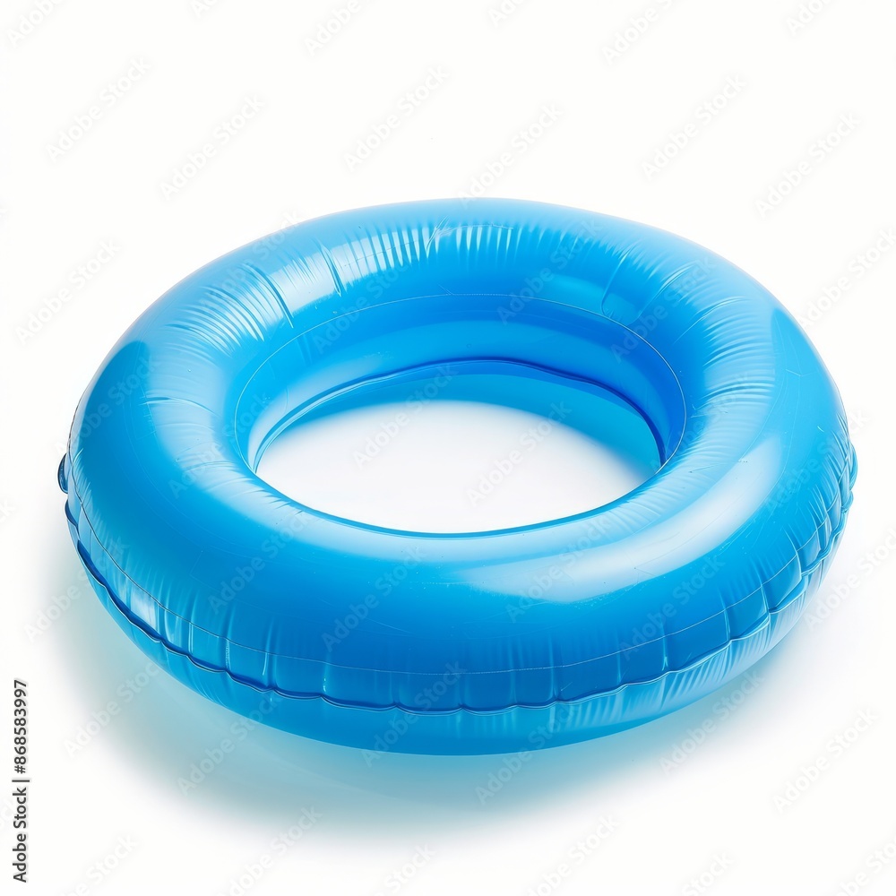 An inflatable swimming pool, blue and round, ready for summer fun, on a white background. An inflatable swimming pool, blue and round, ready for summer fun, on a white background.