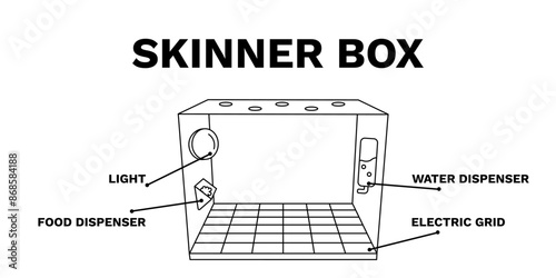 Skinner box. Laboratory chamber for animals with light and supply of food and feed for studies of conditioned reflexes and vector experiments